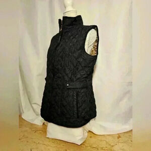 Weatherproof Womens Quilted Vest Black with Faux Fur Lining Size Large